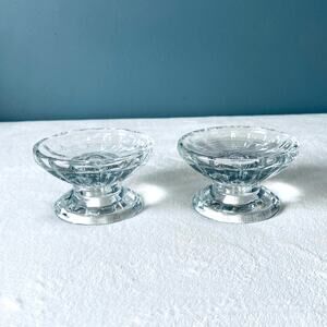 Set 2 Home Interiors Glass Candle Holders Pillars Base Decor Candles